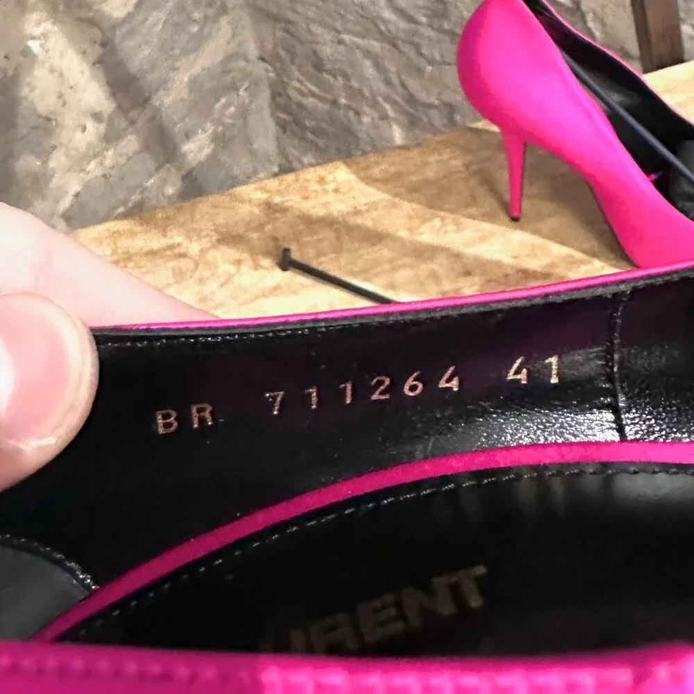 Saint Laurent Hot Pink Satin Marylin 110 Pumps - Picture 9 of 11
